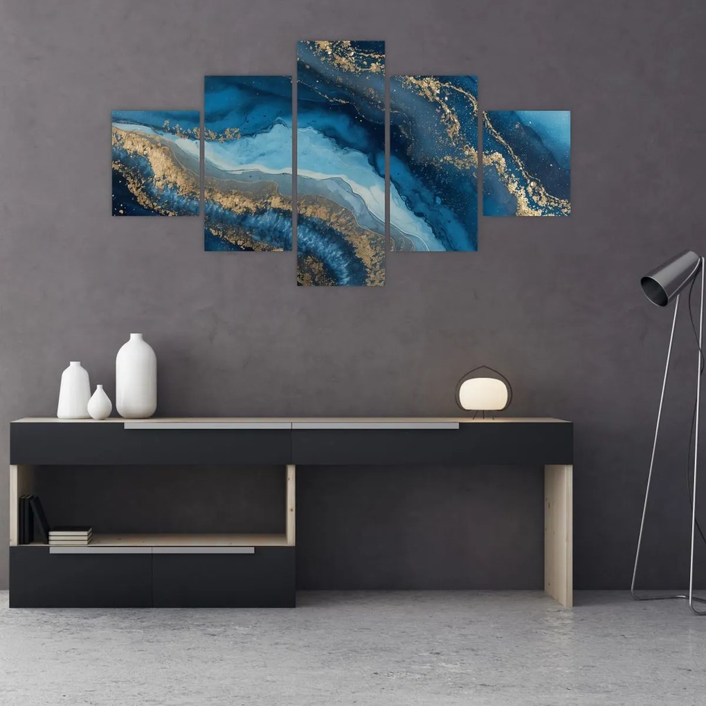 Obraz - Niebieska marmurowa abstrakcja (125x70 cm)