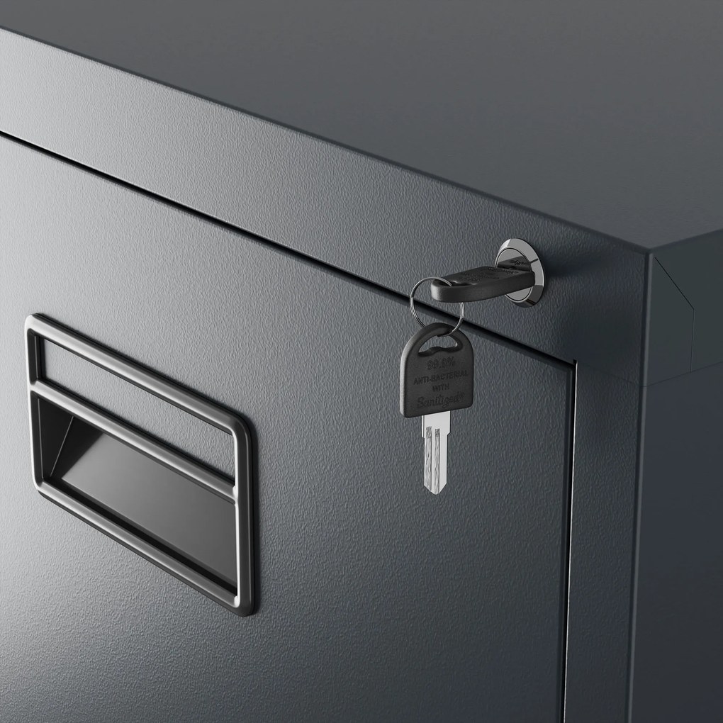 Metalowa szafa kartotekowa SARA V4, 460 x 1320 x 620 mm, antracytowa