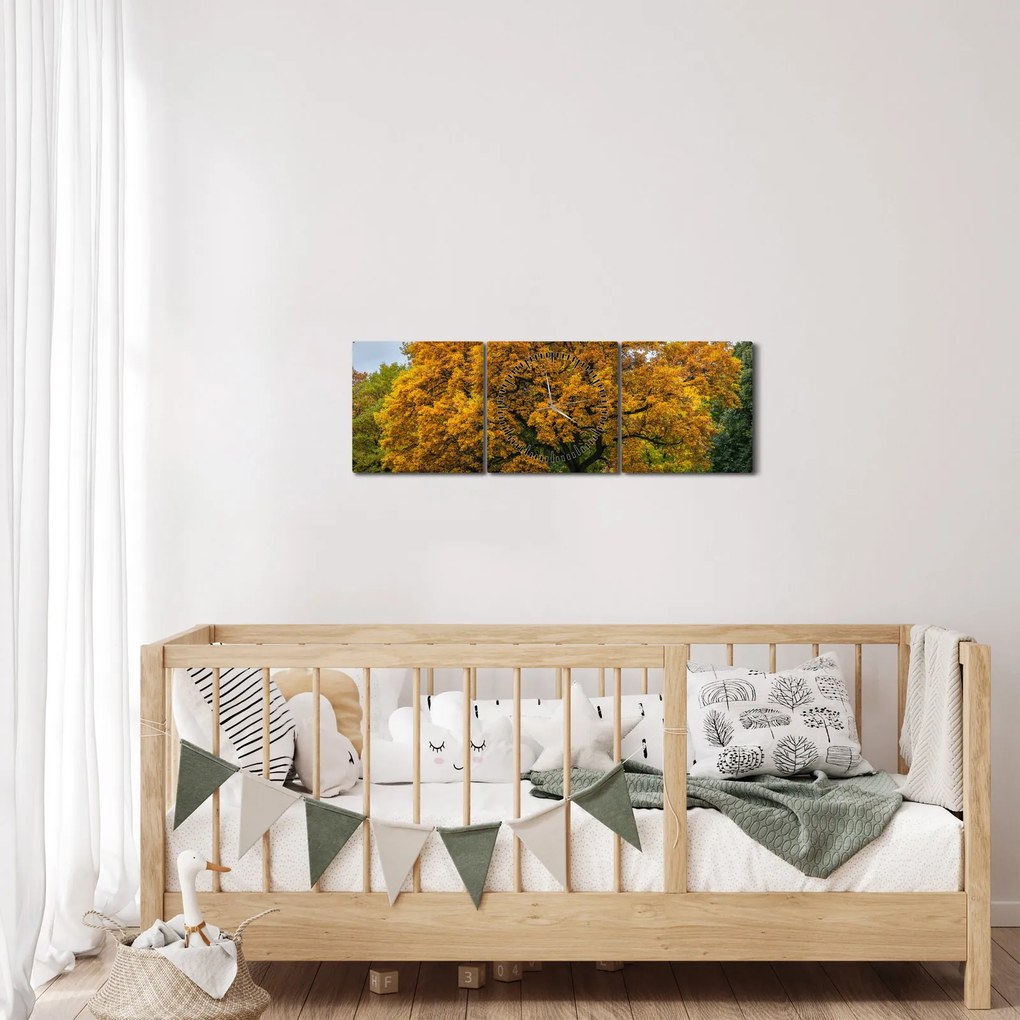 Obraz drzewa (z zegarem) (90x30 cm)