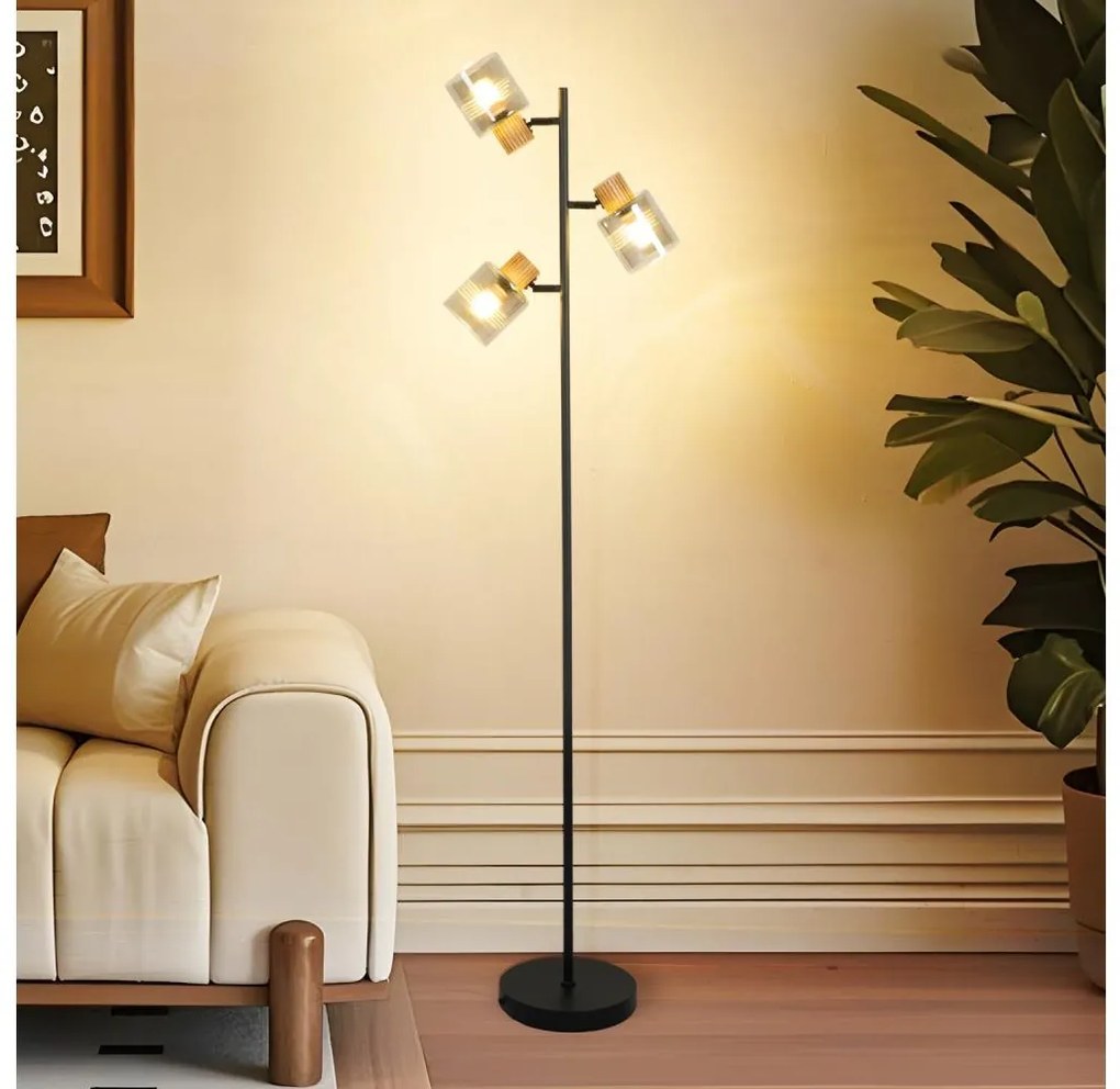 Brilagi - Lampa stojąca HYGGE 3xE14/15W/230V kauczukowiec/dymna