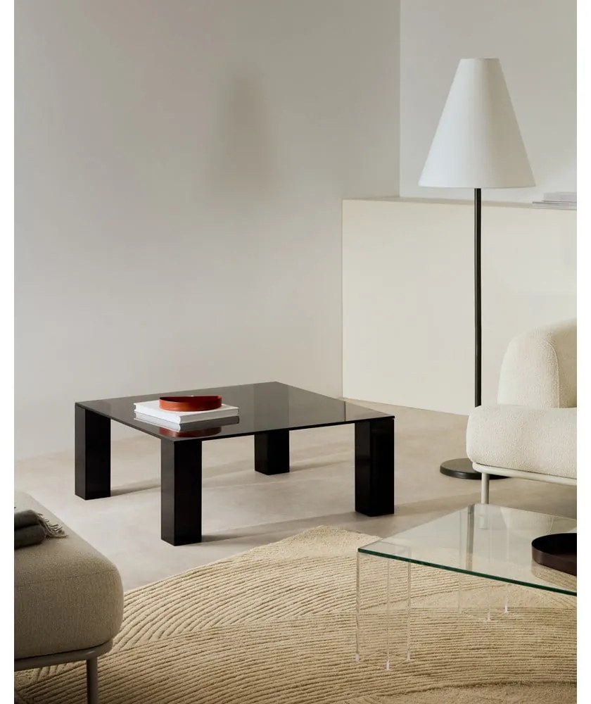 Ciemnoszary szklany stolik 85x85 cm Adularia – Kave Home