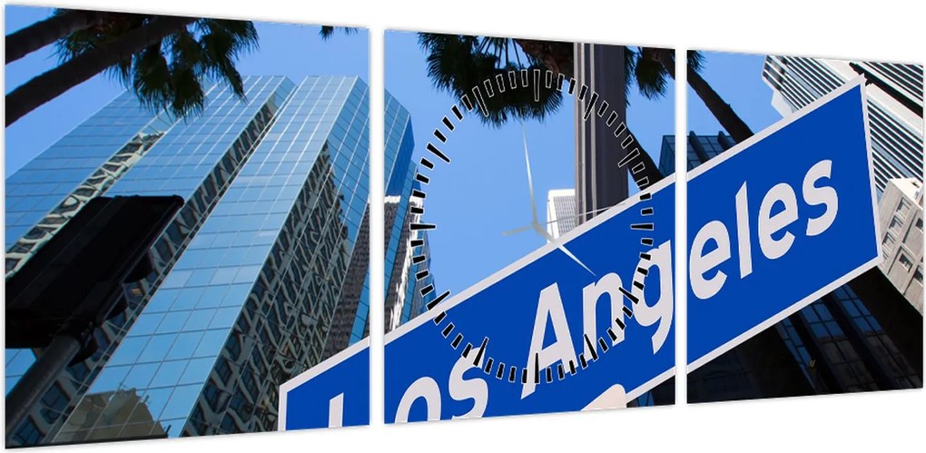 Obraz - Los Angeles (z zegarem) (90x30 cm)