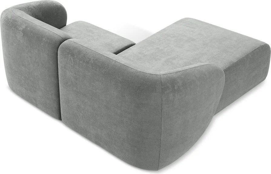 Szary narożnik z tkaniny szenilowej (lewostronny/z szezlongiem) Lani – Makamii