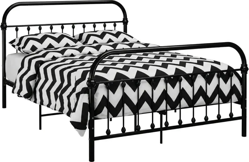 Czarne minimalistyczne łóżko metalowe 180x200 cm D2-N00