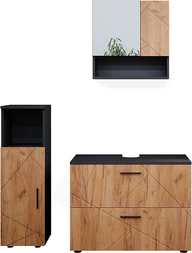 Zestaw mebli łazienkowych złoty dąb power/antracyt 80x41x58.6 irma