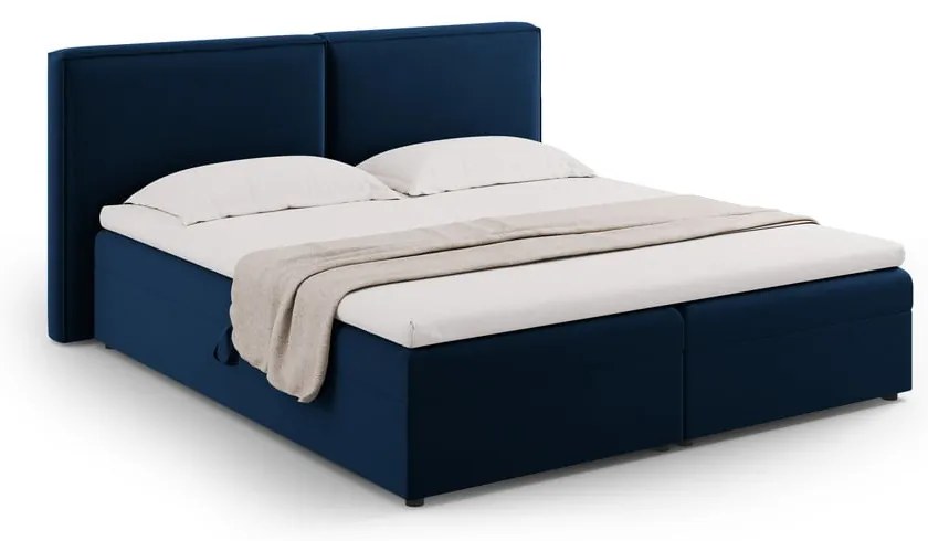 Ciemnoniebieskie łóżko boxspring ze schowkiem 160x200 cm Arendal – Cosmopolitan Design