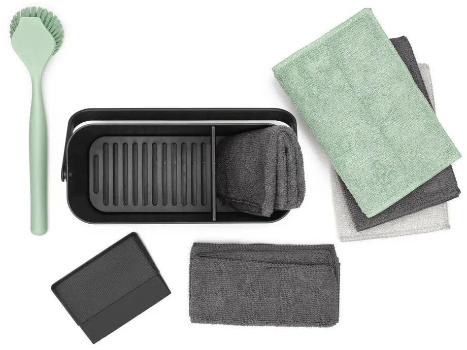 Ciemnoszary zestaw do mycia naczyń z plastiku z recyklingu SinkSide – Brabantia