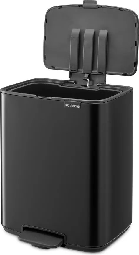 Stalowy kosz na śmieci z pedałem w kolorze matowej czerni 12 l Bo – Brabantia