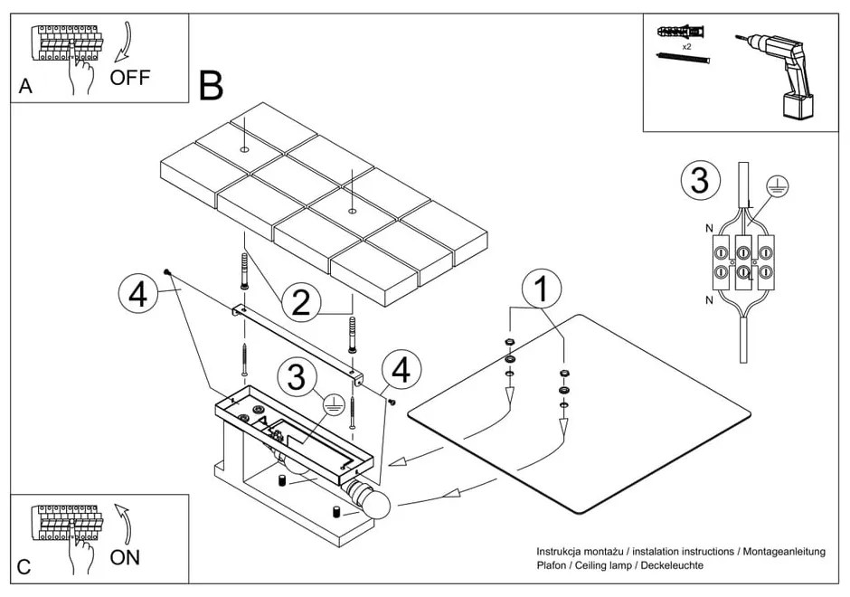 Biała lampa sufitowa ze szklanym kloszem 40x47.5 cm Parola – Sollux