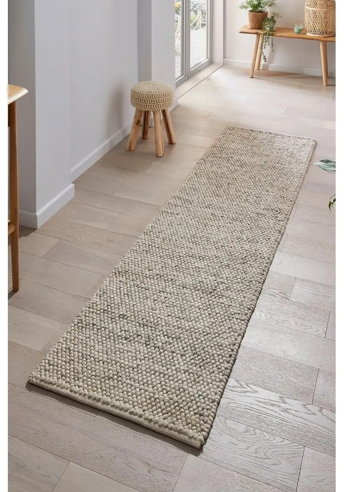 Jasnoszary chodnik z mieszanki wełny tkany ręcznie 60x230 cm Minerals – Flair Rugs