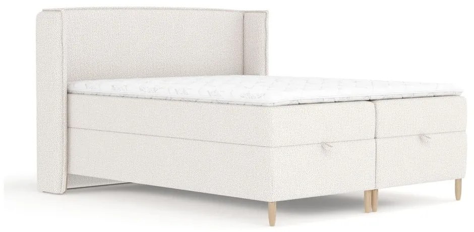 Kremowe łóżko boxspring ze schowkiem 160x200 cm Monpelli – Maison de Rêve