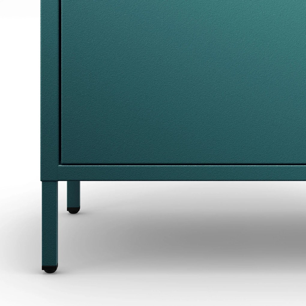Szafka metalowa niska na nóżkach z półkami morska, 800x1015x400 mm: VITO Modern