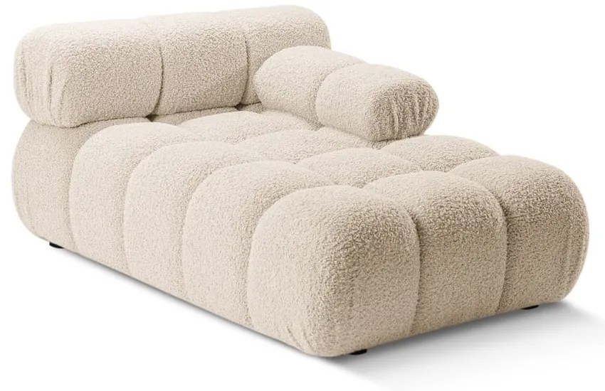 Beżowy moduł sofy z materiału bouclé (prawostronny) Bellis – Micadoni Home