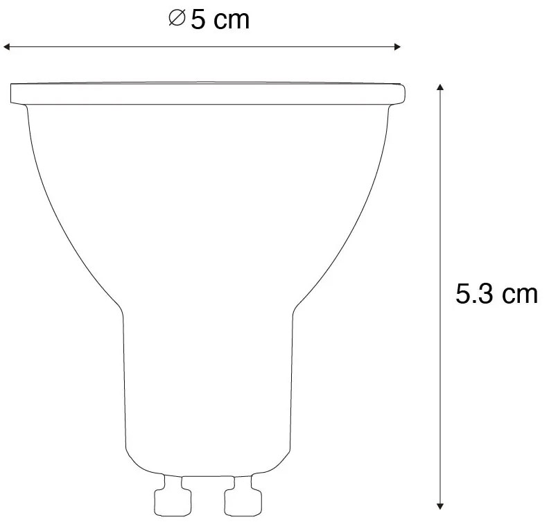 Zestaw 5 ściemnialnych żarówek LED GU10 50mm z efektem plastra miodu 6W 400 lm 3000K