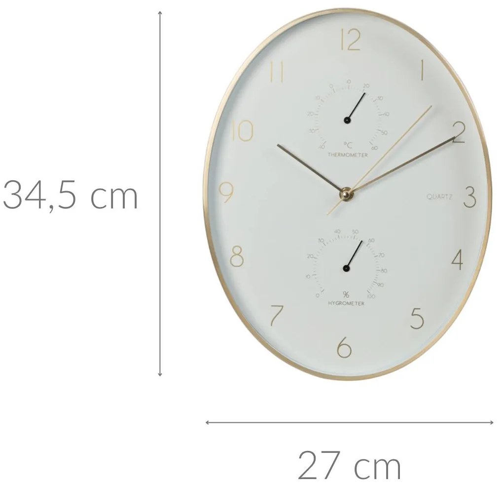 Zegar ścienny Alu z termometrem i higrometrem