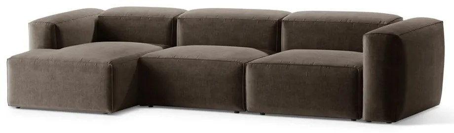 Brązowy narożnik (lewostronny/z szezlongiem) Bergamo – Cosmopolitan Design