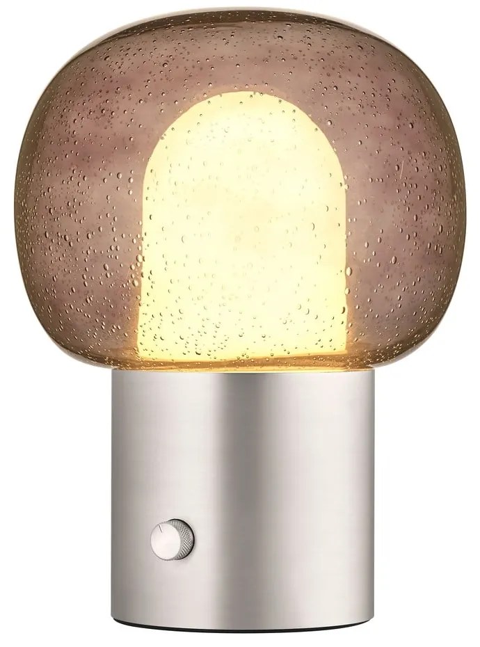 Aluminiowa lampa stołowa LED w kolorze srebra ze szklanym kloszem (wysokość 32 cm) Iris – Blomus