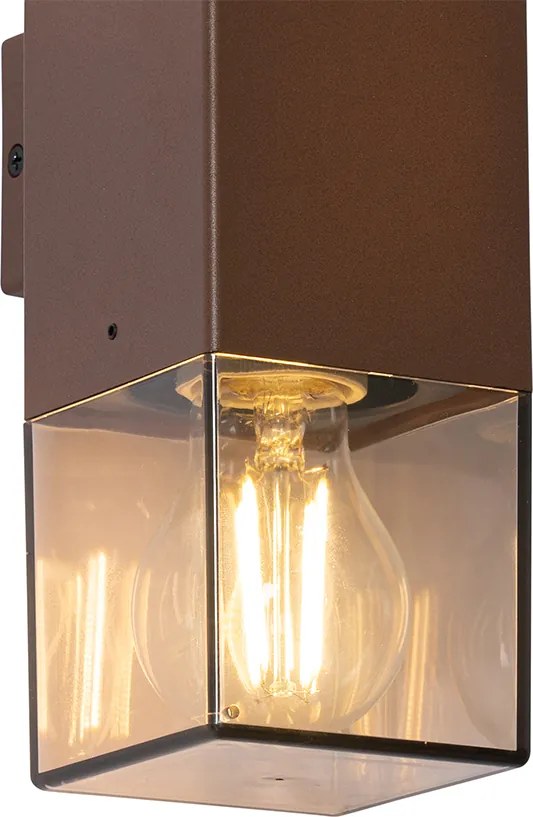 Lampa ścienna zewnętrzna brązowa rdza z kloszem przydymionym 2-światła IP44 - Denmark