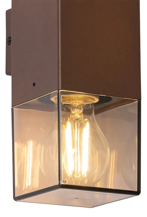 Zewnetrzna Lampa ścienna zewnętrzna brązowa rdza z kloszem przydymionym 2-światła IP44 - DenmarkPrzemysłowy Oswietlenie zewnetrzne