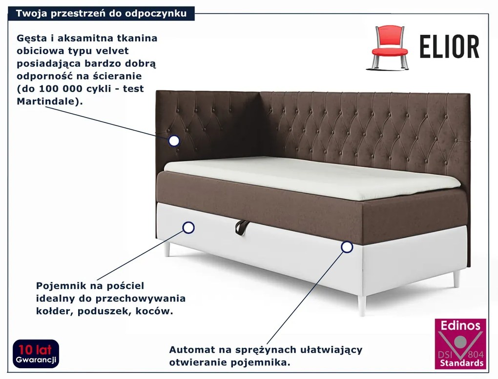 Brązowe łóżko z pojemnikiem na pościel 3 rozmiary D8-H86