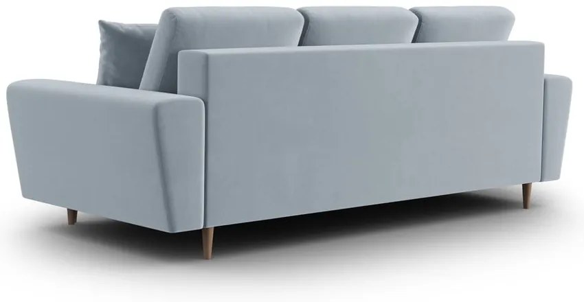 Jasnoniebieska aksamitna rozkładana/ze schowkiem sofa 235 cm Kyoto – Cosmopolitan Design