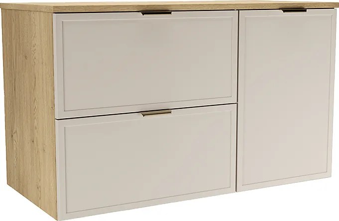 Szafka pod Umywalkę z Koszem na Pranie 100cm Fronty Ramka Dąb Cremona / Kaszmir Roma