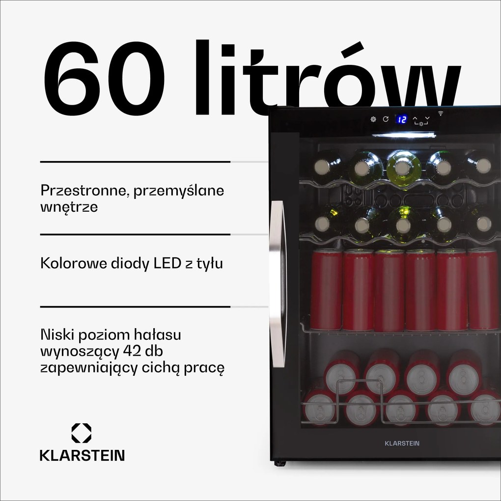Klarstein Coachella Smart 64cm 60L Lodówka na Napoje Czarny