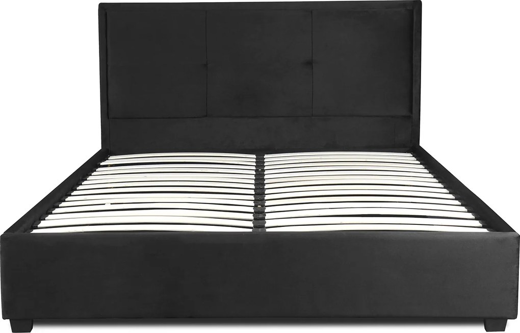 Łóżko Tapicerowane 160x200 cm ANDRE ze Stelażem Dwuosobowe Welurowe Czarne