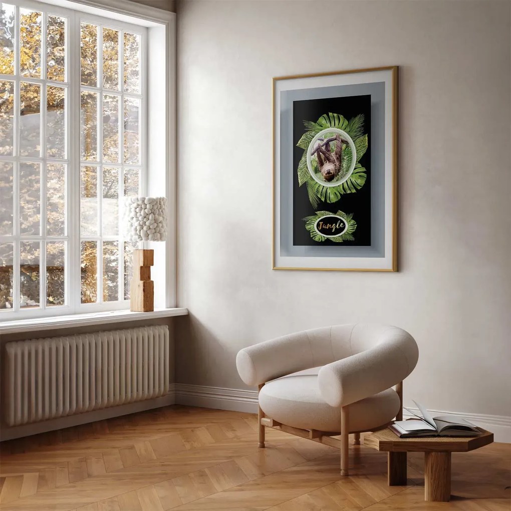 Plakat Leniwiec 40x60 cm z ramą złotą z marginesem ARTGEIST B