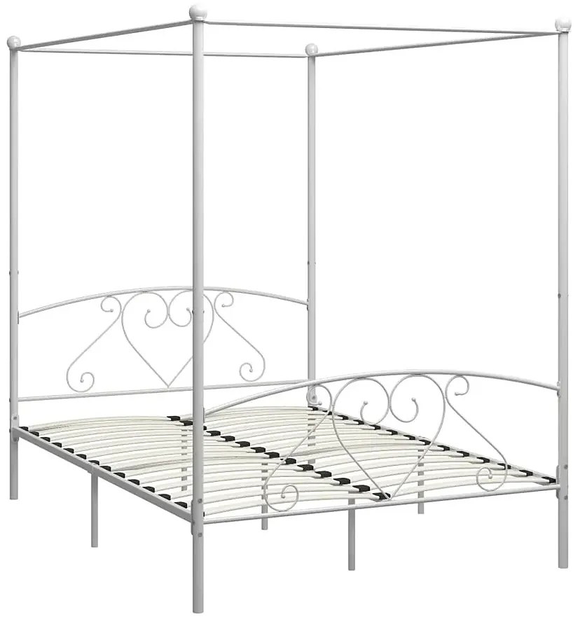 Białe metalowe łóżko małżeńskie 200x200 cm H5-F30