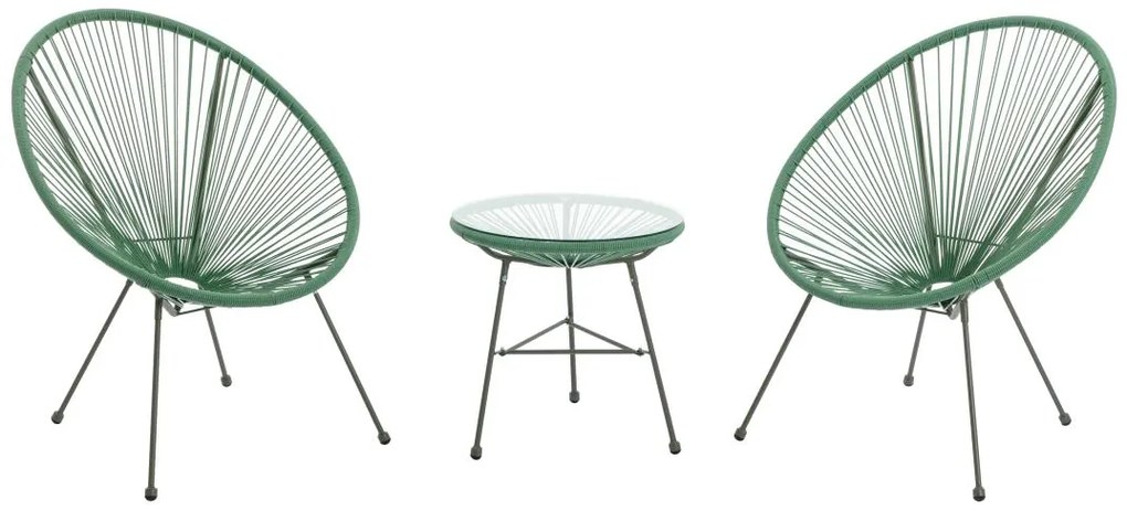 Zestaw ogrodowy z technorattanu: 2 fotele i stolik - Khaki - ALIOS III marki MYLIA