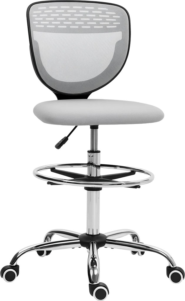 Vinsetto Fotel biurowy, krzesło robocze, fotel do biurka, regulacja wysokości, tapicerowany, jasnoszary | Aosom PL
