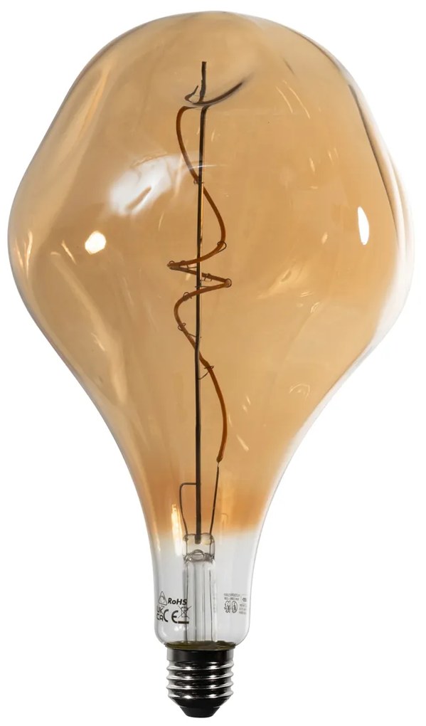 Ściemnialna żarówka LED E27 z spiralnym żarnikiem PS160, lustrzane złoto, 6W, 100 lm, 1800K