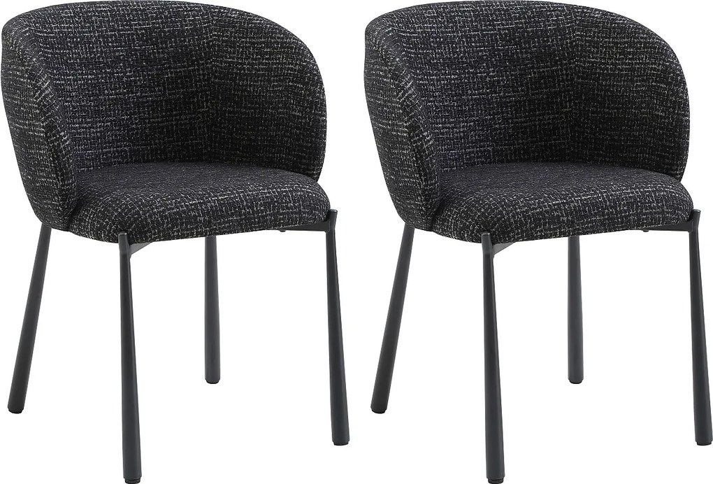 Zestaw 2 krzeseł z tkaniny tweedowej i metalu - Czarny - SIJOLA