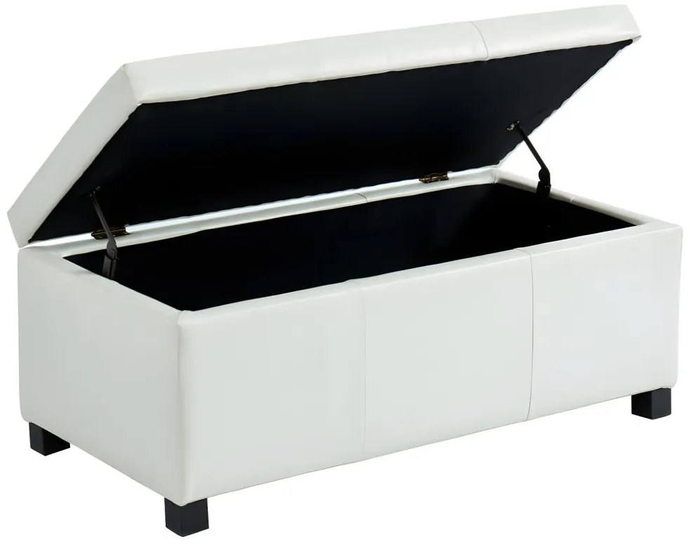 Ławka ze skrzynią z ekoskóry FILIPPO - kolor biały