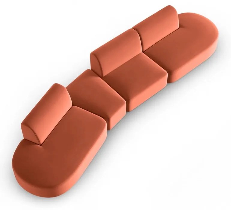 Różowa aksamitna sofa lewostronna 428 cm Paolo – Milo Casa