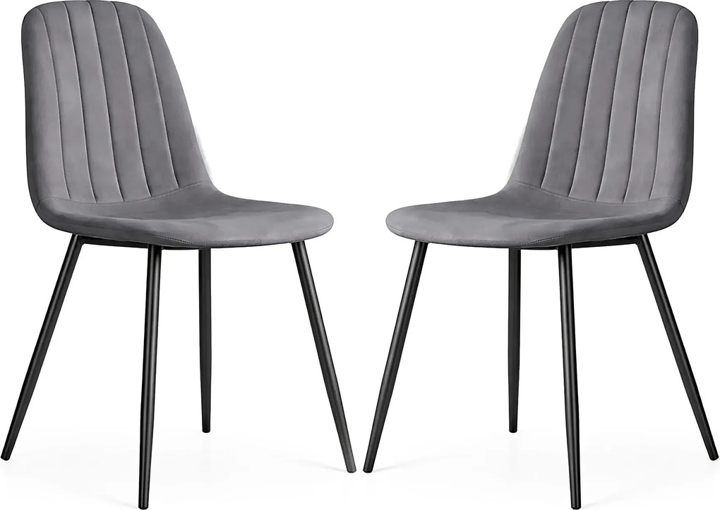 Zestaw 2 grafitowych krzeseł welurowych P0-W58