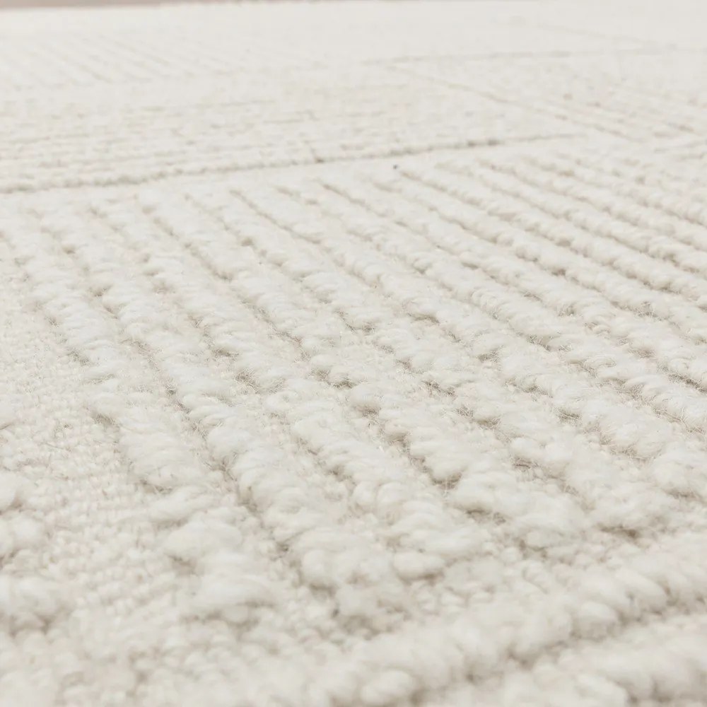 Wełniany dywan tkany ręcznie w kolorze kości słoniowej 120x170 cm Zennith Grid – Asiatic Carpets