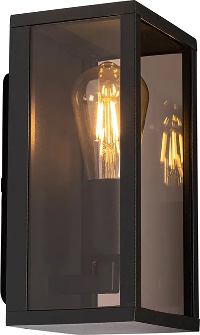 Lampa ścienna zewnętrzna czarna z przydymionym szkłem 26 cm IP44 - Charlois