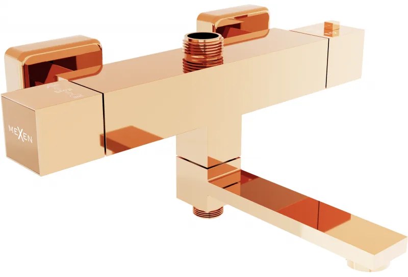 Mexen Cube termostatyczna bateria wannowo-prysznicowa, różowe złoto - 77910-60