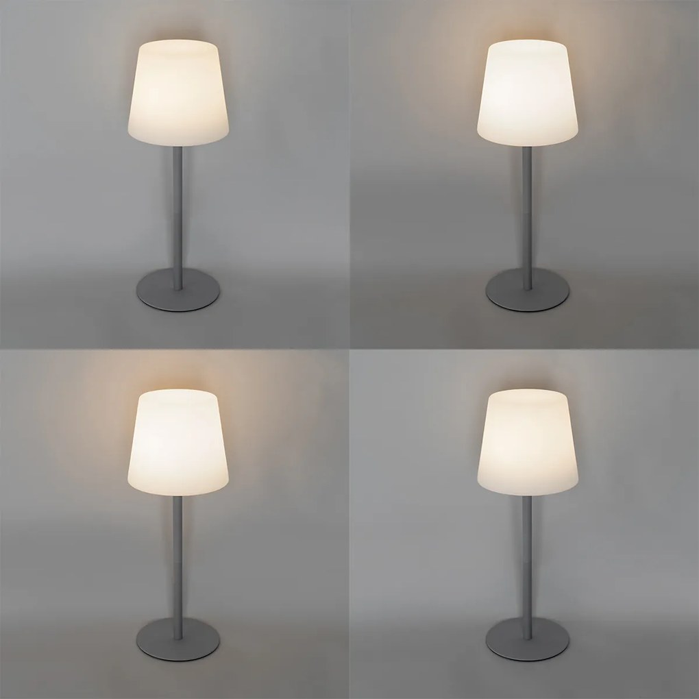 Lampa stołowa szara, ładowalna, z diodą LED i ściemniaczem IP54 - Jude