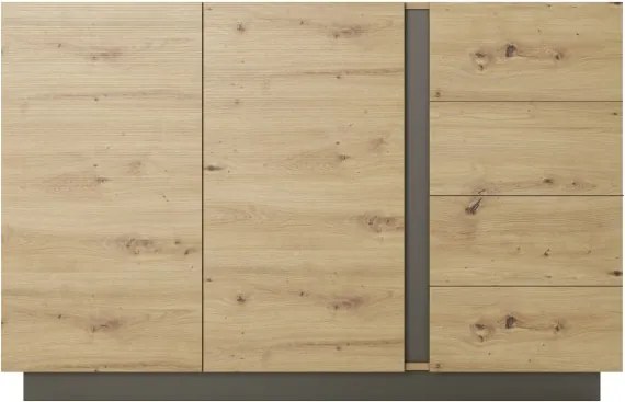 RACO Komoda 138 2D4S Dąb Artisan Przeszklona z Oświetleniem LED
