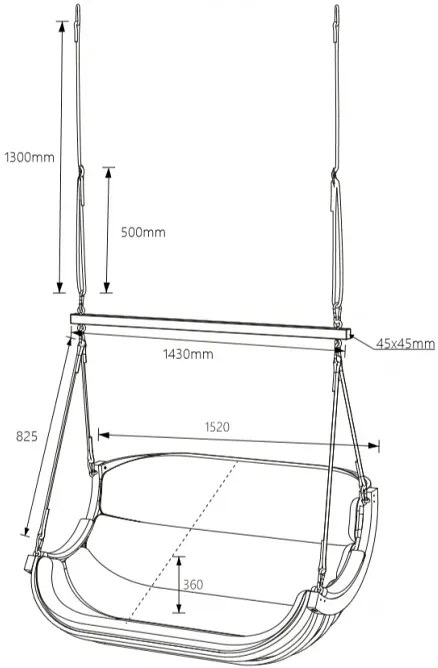 Zielona wisząca huśtawka na taras N2-W22