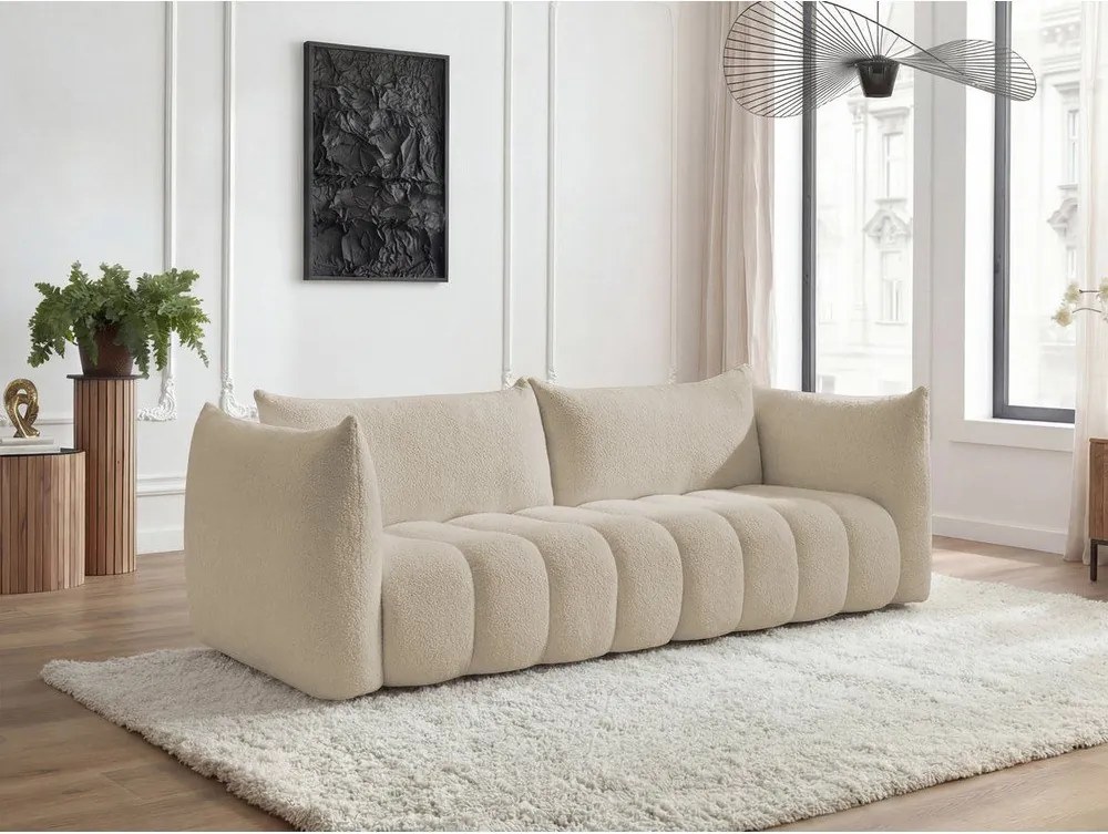 Beżowa sofa z materiału bouclé 286 cm Azra – Bobochic Paris
