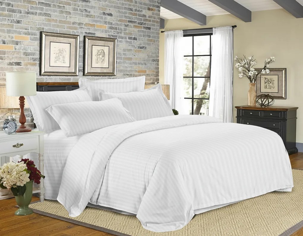 PrzytulneMieszkanie.pl PrzytulneMieszkanie.pl Hotelowa pościel z mikrofibry JASMINE PURE białe - pasek 2 cm, hotelowa kieszeń Rozmiar pościeli: 70 x 90 cm | 140 x 200 cm