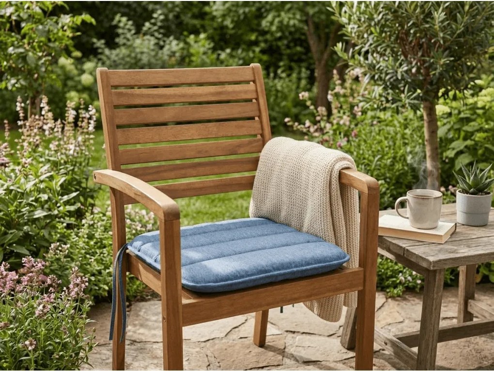 Poduszka na krzesło LINGE BLUE 37x37 cm, niebieska