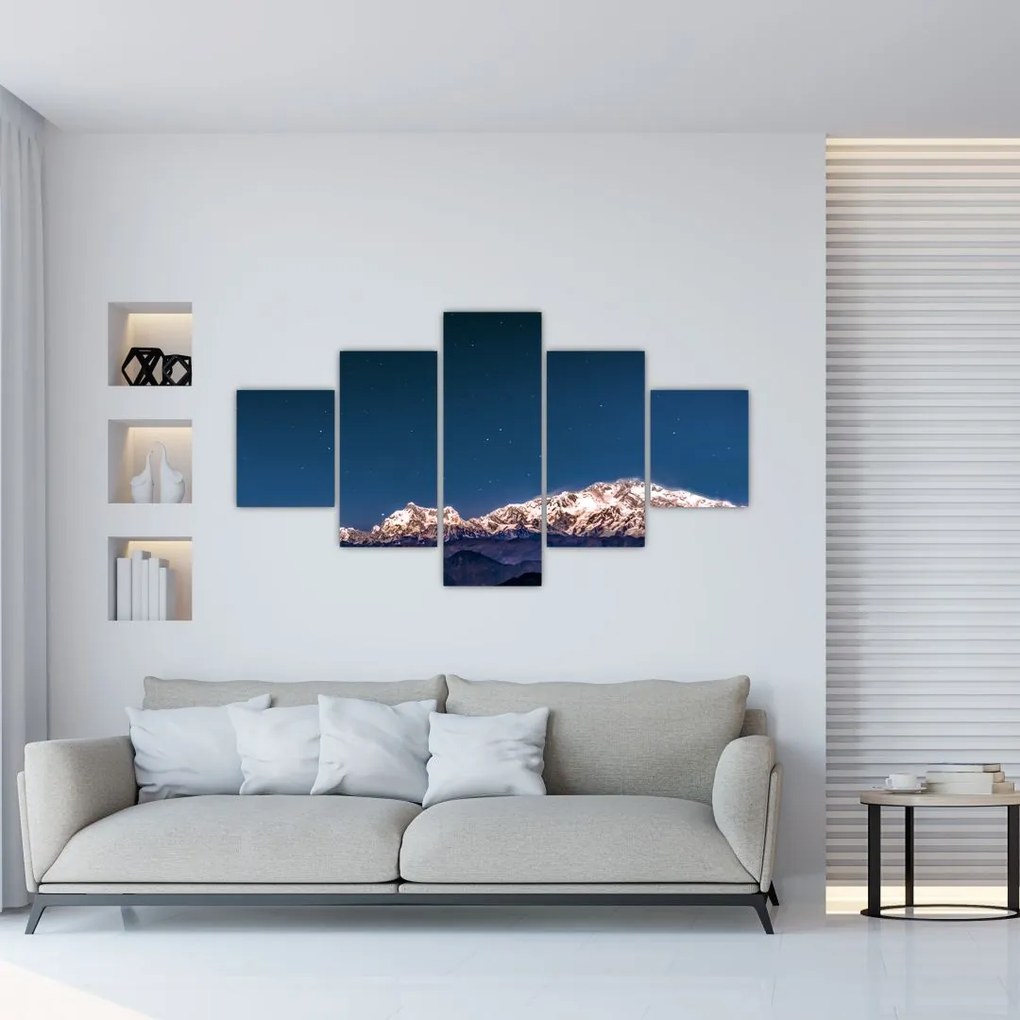 Obraz gór i nocnego nieba (125x70 cm)