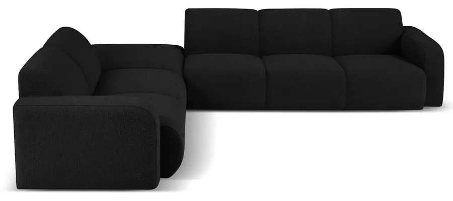 Czarny narożnik z materiału bouclé (lewostronny) Molino – Micadoni Home