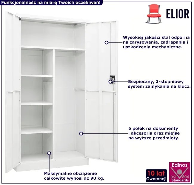 Biała szafa biurowa na klucz H5-G22