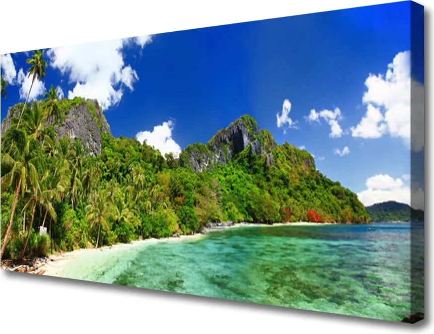 Obraz canvas na ścianę Wybrzeże u Podnóża Szczytów